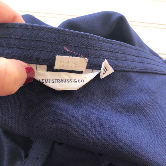 Vintage A-line Knee Length Midi High Waist Skirt Navy Blue Levi Strauss and Co - Picture 7 of 13